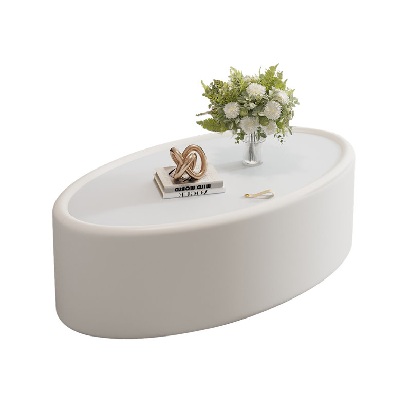 Table basse ovale avec rangement dissimulé, White