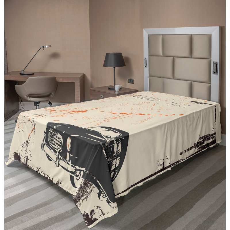 Drap-housse rétro Ambesonne, Drap plat pour lit simple TG
