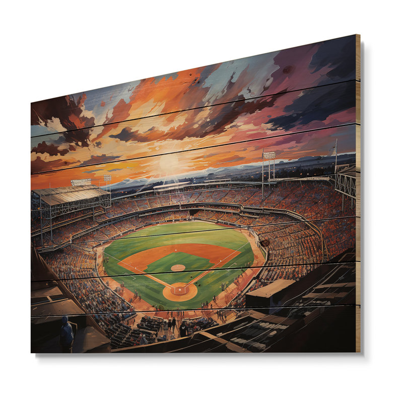 Janaki Abstract Baseball Stadium V sur impression sur bois, H 24 po x l 32 po x P 0,78 po