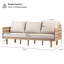 Canapé d'extérieur 3 places en bois d'acacia avec coussins amovibles