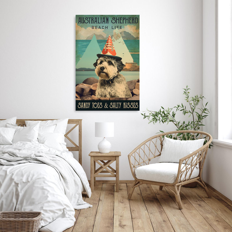 " Australian Shepherd Beach Life ", 36" H x 24" W x 1.25" D