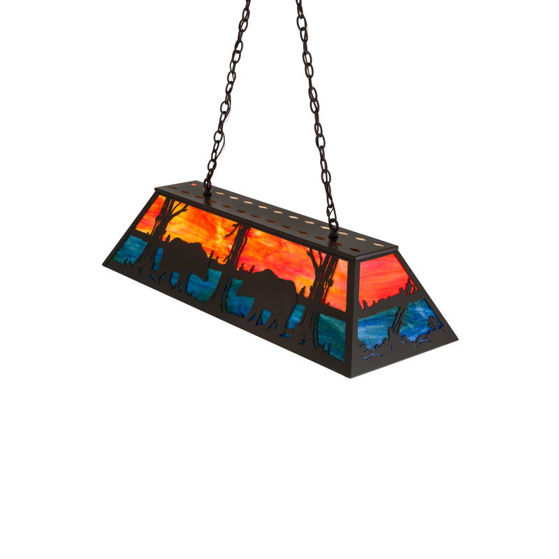 Luminaire suspendu linéaire à 6 lumières pour table de billard Old Forge