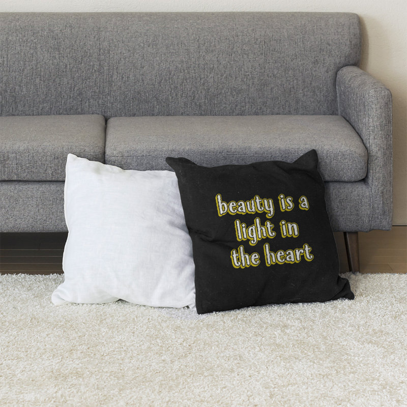Coussin de sol de beauté inspirant, 40 po x 40 po, Jaune
