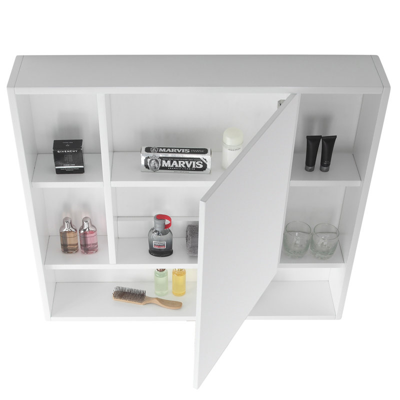 Armoire à pharmacie à sept tablettes avec cadre à fixation en surface Maisie, Blanc