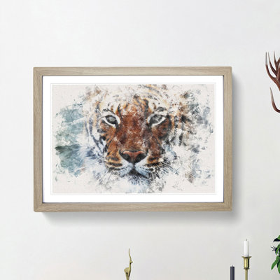 Tiger in the Blue Watercolour 1 Piece Single Picture Frame Wall Art on MDF