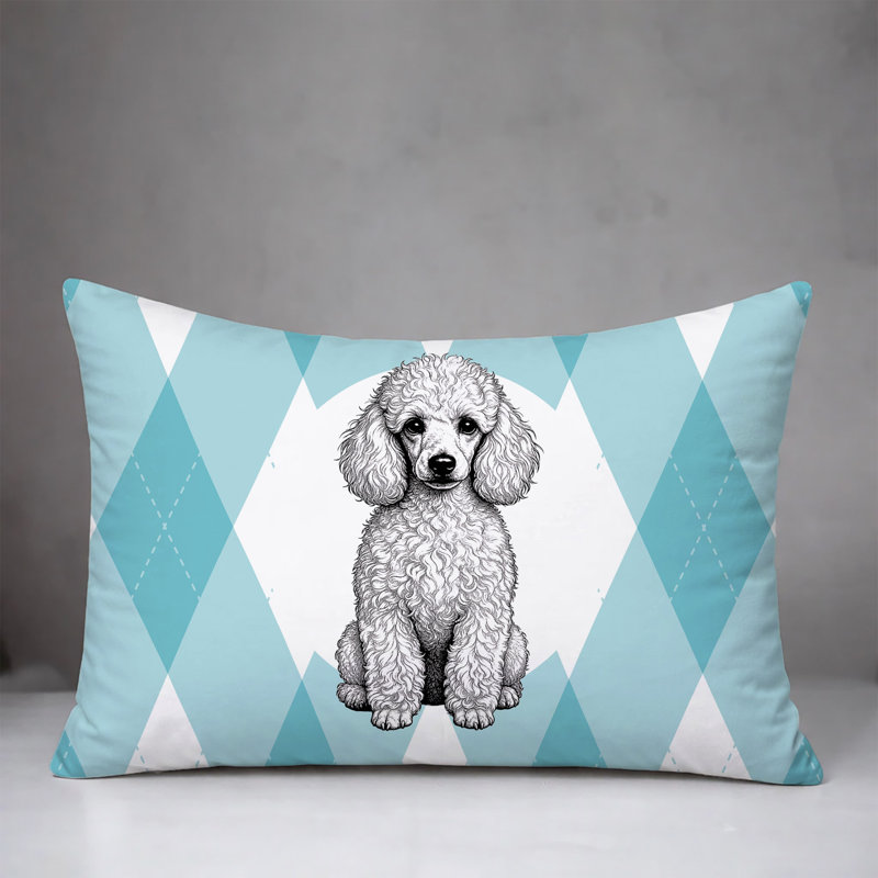 Coussin réversible intérieur / extérieur Poodle Dog, 25 x 18, Sarcelle
