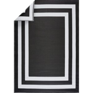 Winslet Striped Machine Woven Black/White Indoor / Outdoor Area Rug 8ft x 10ft 