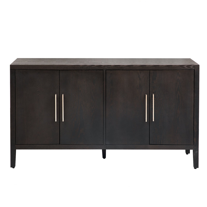 Cortisha Large Storage Cabinet Sideboard with 4 Metal Handles 4 Adjustable Shelves and 4 Doors High Quality Wood Grain Design Easy to Assemble Perfect for Home Organization and Maximizing Storage Space