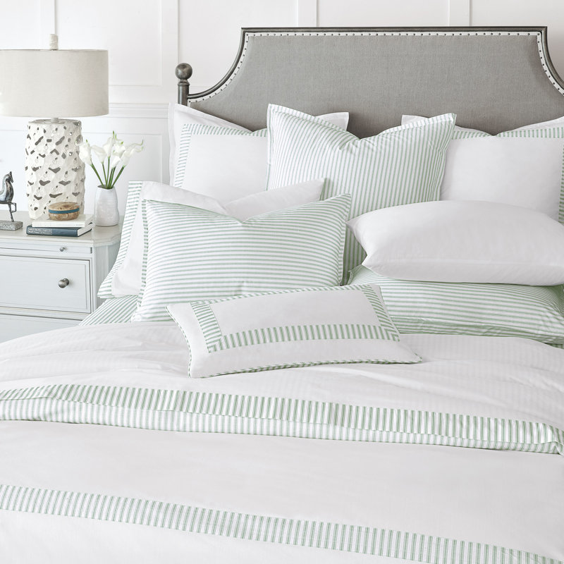 Blass Ticking Duvet Cover, Super Queen Duvet Cover, Leaf