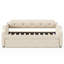 Lit de jour simple rembourré beige avec lit gigogne et rangement-802912078