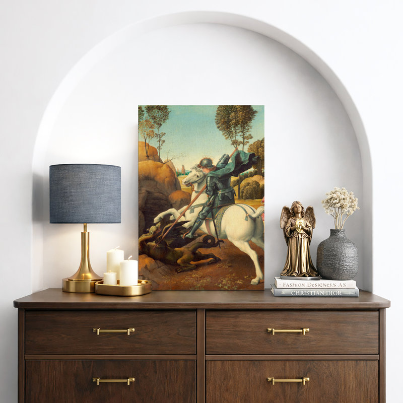 Saint George and the Dragon, œuvre d'art classique classique, images de combats de chevaliers médiévaux, impression sur toile encadrée
