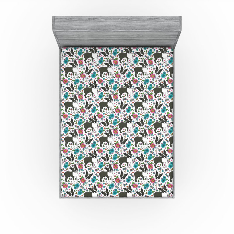 Ensemble de 2 draps-housses Ambesonne, Multicolore / floral 21, Drap-housse grand