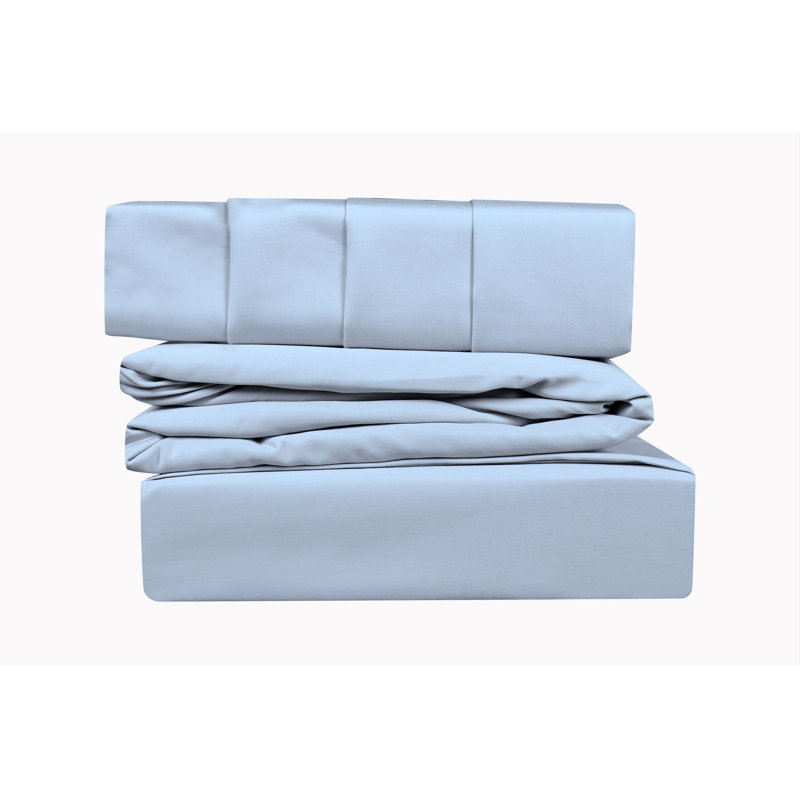 Ensemble de draps 100% coton 800 fils, Très grand, Bleu