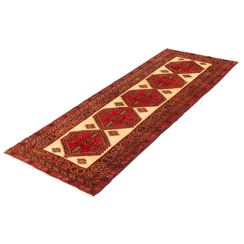 Tapis rouge noué à la main de conception unique 3 pi 8 po x 10 pi 10 po Jesse-James