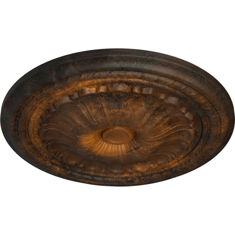 Endurathane Raymond Ceiling Medallion, 18"OD x 1 1/4"P (Fits Canopies up to 5 3/8"), Hand-Painted Steel Gray Finish, Rust