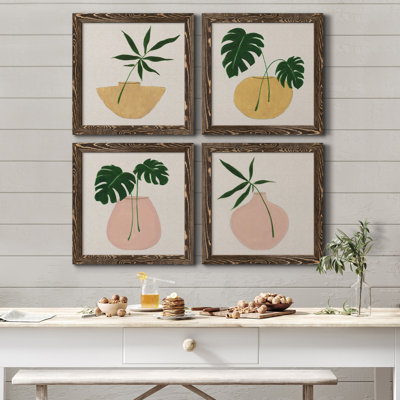 Simple Nature I - ensemble de 4 peintures sur toile encadrées