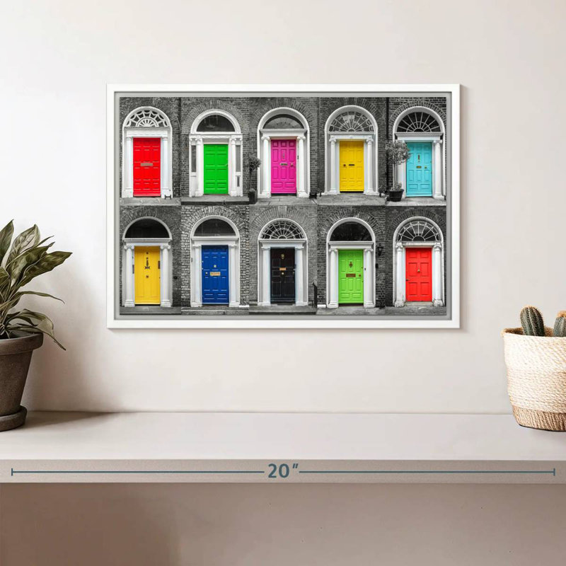 Dublin Door Colours, Floating Frame White, 13" X 9"