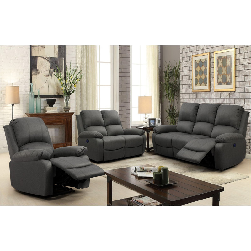 Nerin 3 - Piece Living Room Set, Dark Grey
