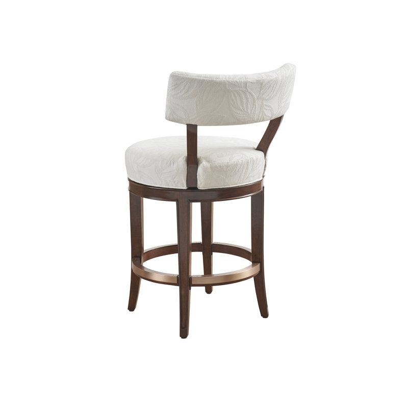 Rendezvous Swivel Upholstered Stool, Counter Stool (24” Seat Height), White Flower