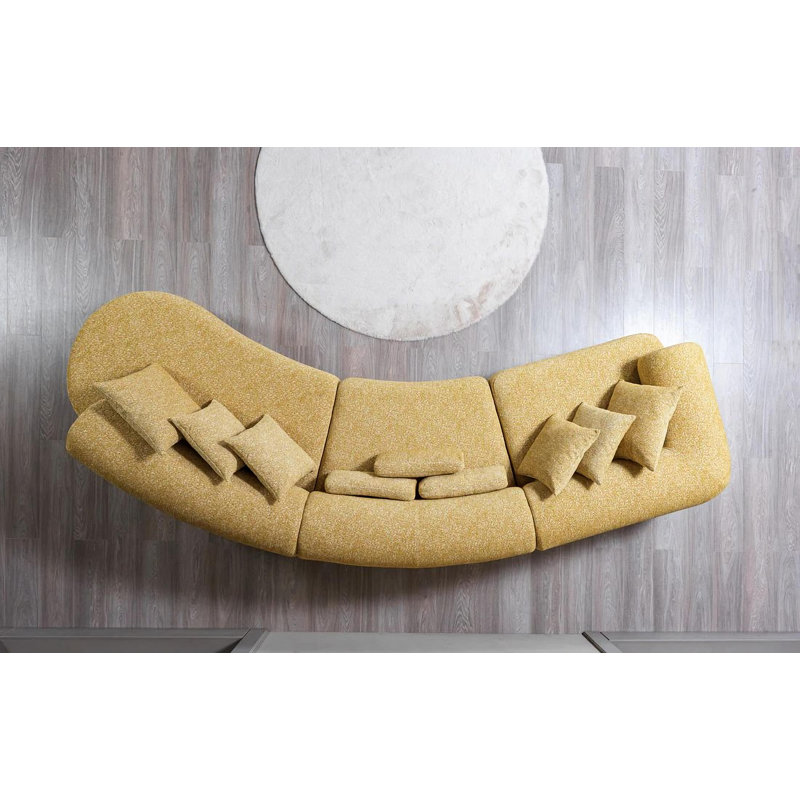 Canapé modulaire 3 pièces Prent, Tissu jaune