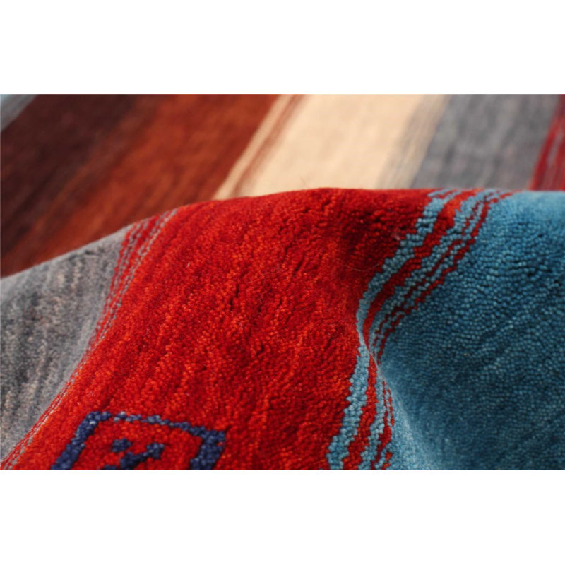 Tapis de bois one-of-kind à la main-noué la 2010 gabbeh blue s en laine 6 pi x 9 pi Willacoochee