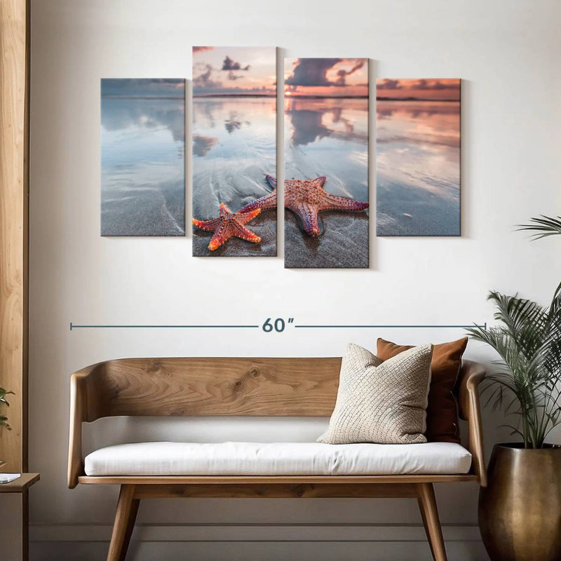 Paire d'étoiles de mer Brampt Beach, H 32 po x l 52 po