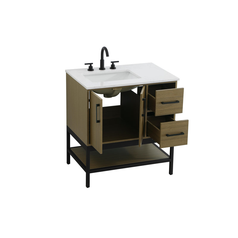 32 inch Single Bathroom Vanity, Chestnut Brown
