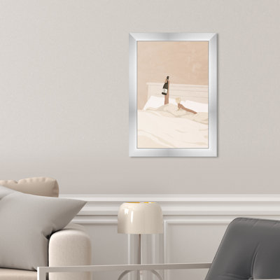 "I Toast For You", Elegant Bedtime Toast Modern White Framed Wall Art Print For Bedroom