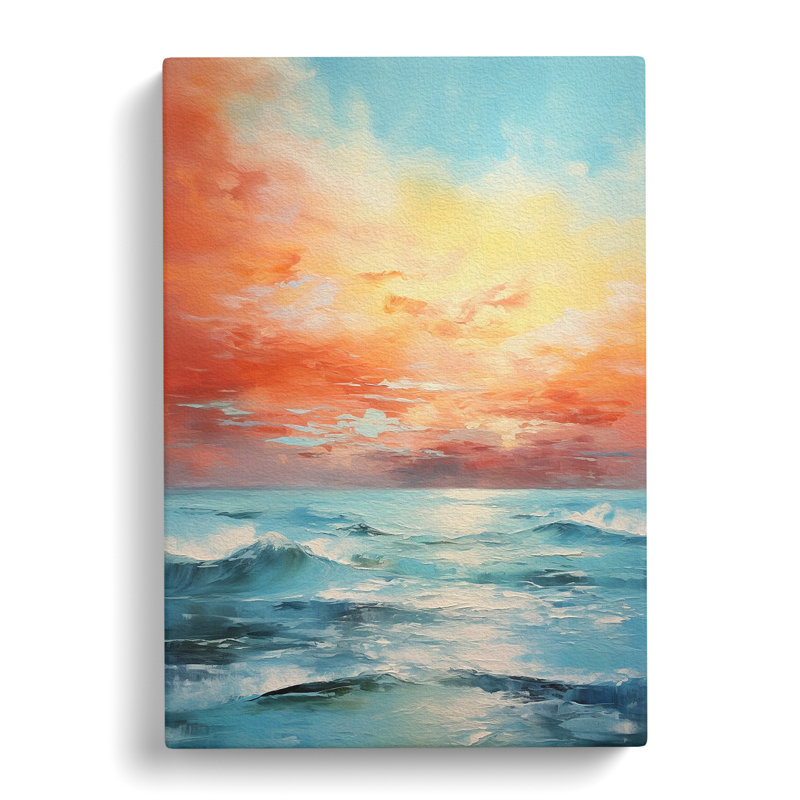 Seascape Gestural Art No.3 - Wrapped Canvas, 50cm H x 35cm W x 3cm D