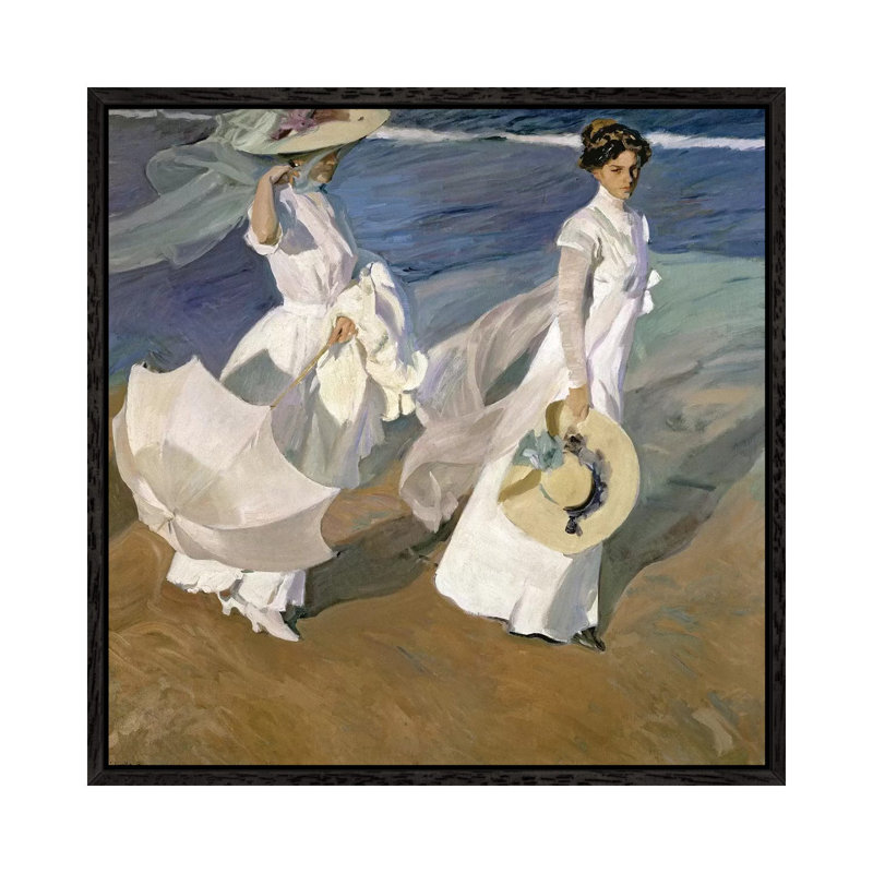 Strolling Along The Seashore, 1909 by Joaquin Sorolla Y Bastida - Painting on Canvas, 93.98cm H x 93.98cm W x 3.81cm D