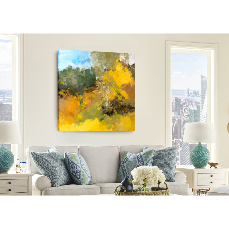 Forêt d'automne - peinture sur toile tendue, H 20 po x l 20 po x P 1,5 po