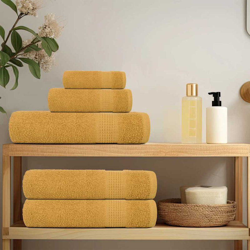 Rechell 100% Cotton Bath Towels - Set of 10, Gold
