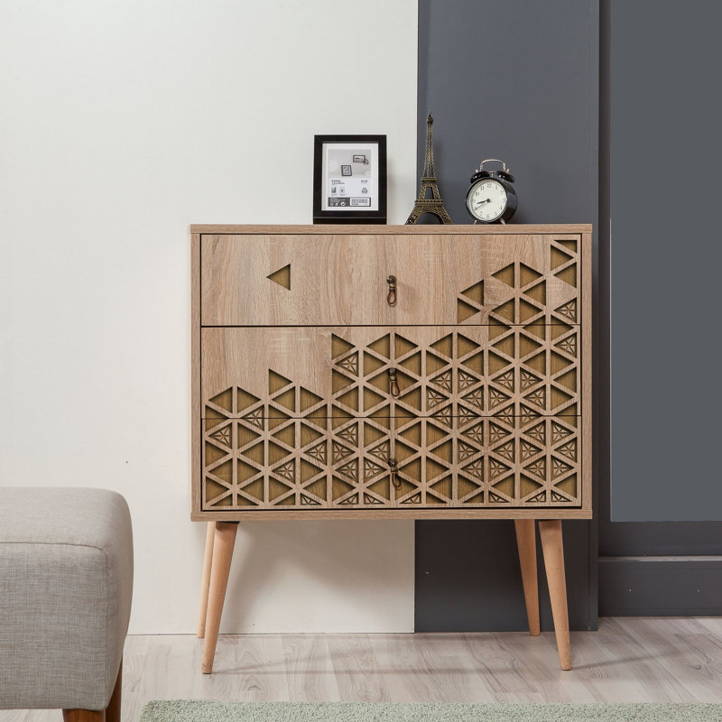 Sciota 3 Drawer 31.5" W Chest, Beige