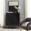 Armoire à finition circulaire en bois et en métal à finition noire H 47,2 po pour bureau à domicile / salon