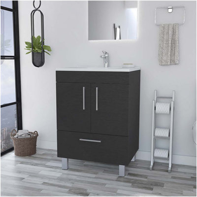 Meuble-lavabo simple Mayora, noir