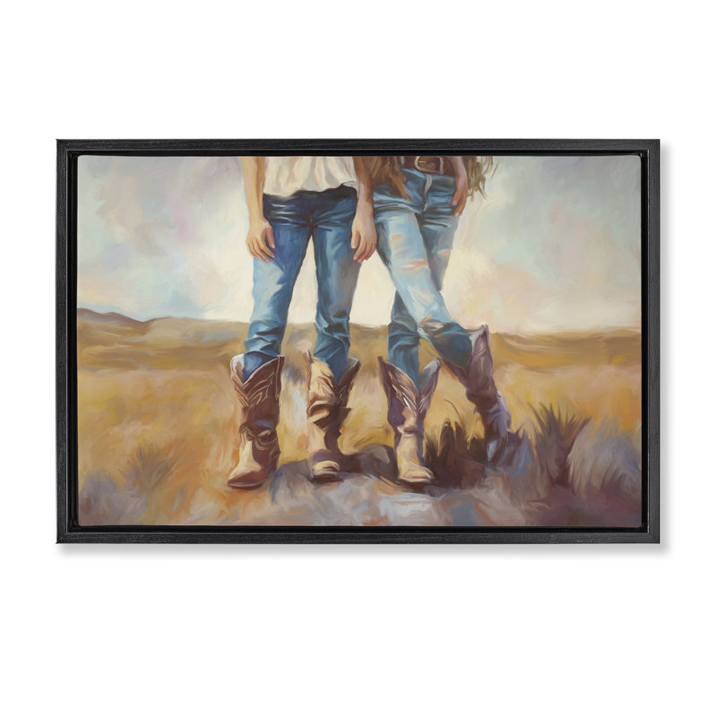 Cadre flottant Tout sur les bottes de cowboy, design par Ramona Murdock, Cadre flottant noir de jais, H 21 po x l 31 po