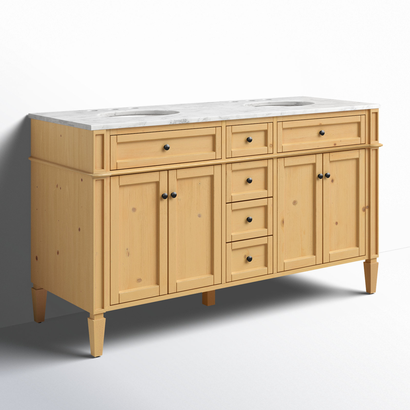 Rivers 60'' Double Bathroom Vanity, Light Brown