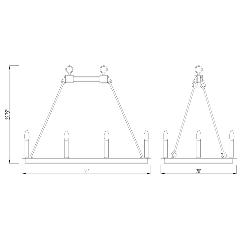 Luminaire suspendu rectangulaire 10 lumières grappe Endsley, Laiton vieilli