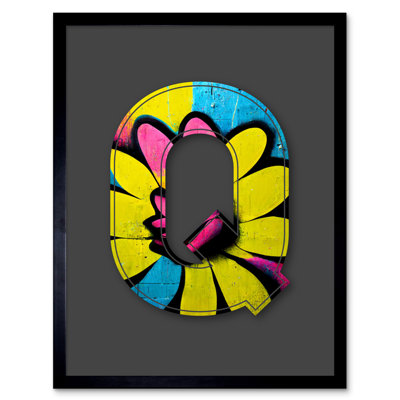 Letter Q Yellow Flower - Single Picture Frame Print