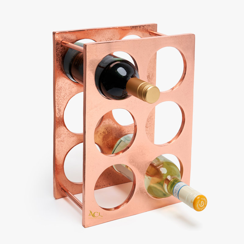 Kroh 6 Bottle Tabletop Wine Bottle Rack, Rose Gold