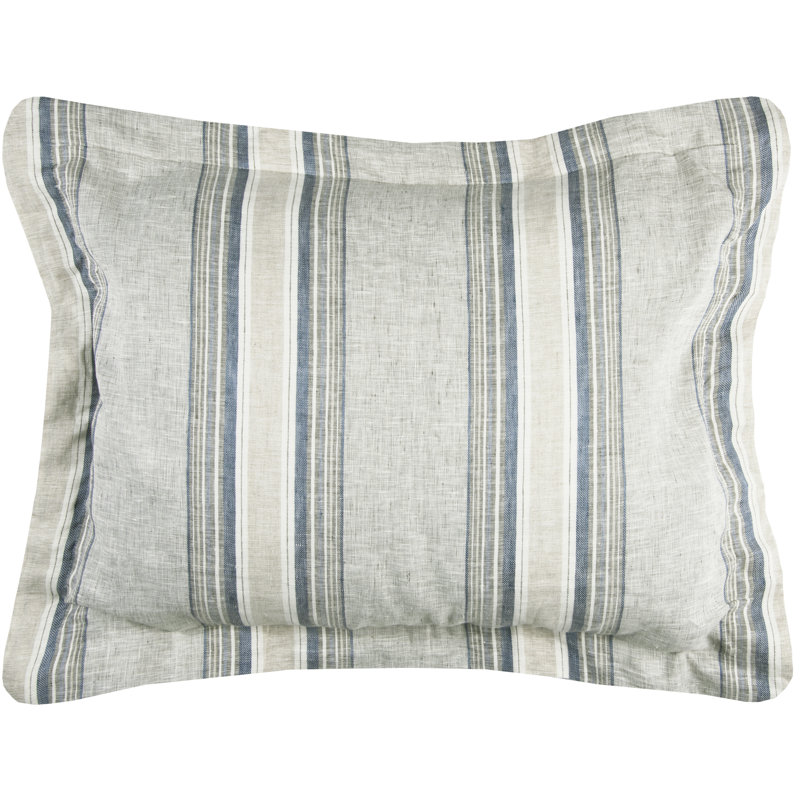 Dorian 100% Linen Striped Sham, Standard, Blue/Gray