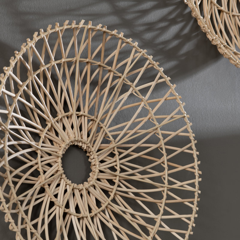 Sunburst 3-Piece Boho Rattan Wall Decor Set