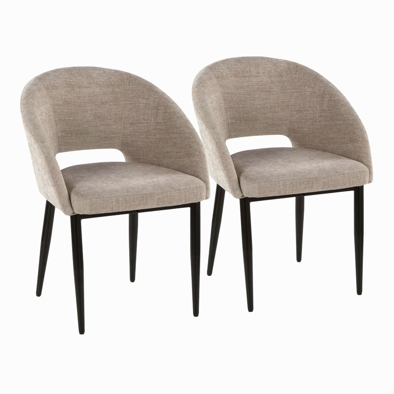 Chaise en métal noyer et tissu écru, Brun