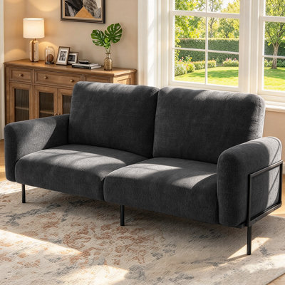 Causeuse moderne en chenille de 71 po, canapé 2 places rembourré avec coussins épais et structure en métal robuste, canapé confortable pour les petits espaces