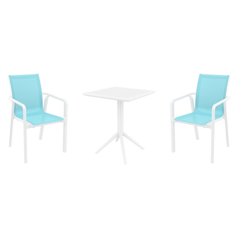 Ensemble bistro 23,6 po Farrah, Blanc / turquoise