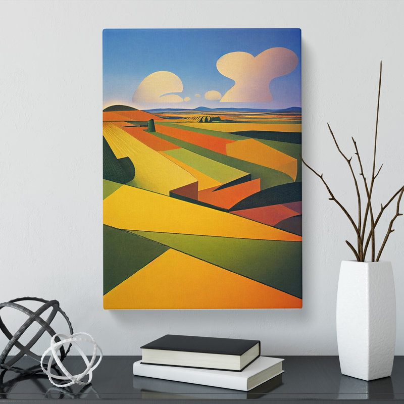 CAN-V0523-2859X Wheat Field Cubism - Wrapped Canvas Print, 50cm H x 35cm W