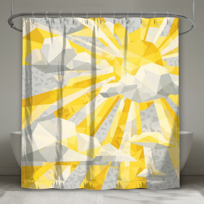 Rideaux de douche extra longs à motif géométrique de nuages ​​et d'éclats de soleil