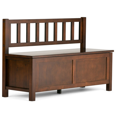 Artisan 47"W Solid Wood Transitional Storage Bench with Lift-Up Lid and Decorative Side Panels