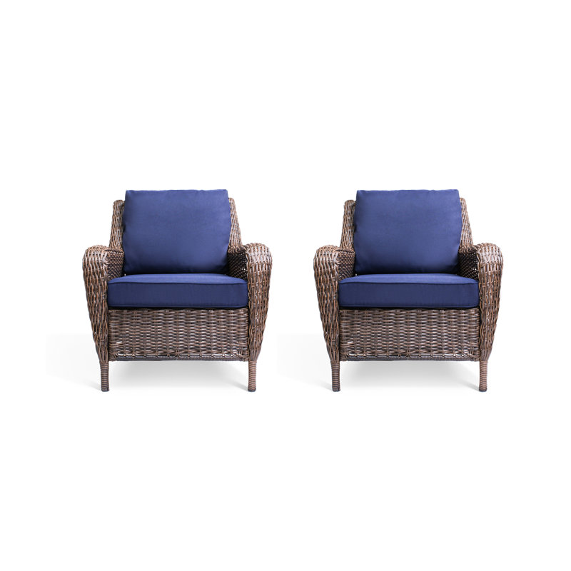  Ensemble bistro avec coussins bleus Krikacy Cambridge Brown