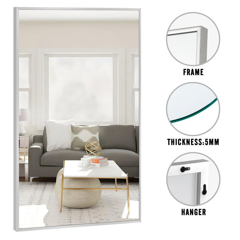 Miroir de salle de bain mural Talma, Gris clair, H 51 po x l 32 po